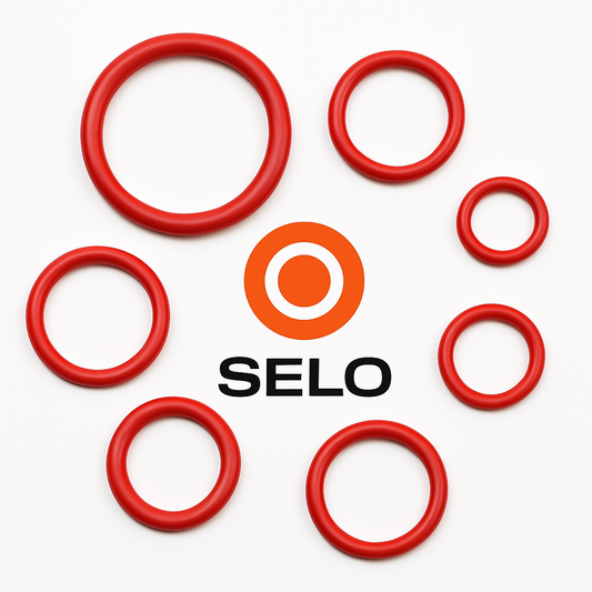 Red silicone O-ring for clean, high-temperature sealing in coffee machines, engines, and general applications — flexible metric seal by Seal With Selo.