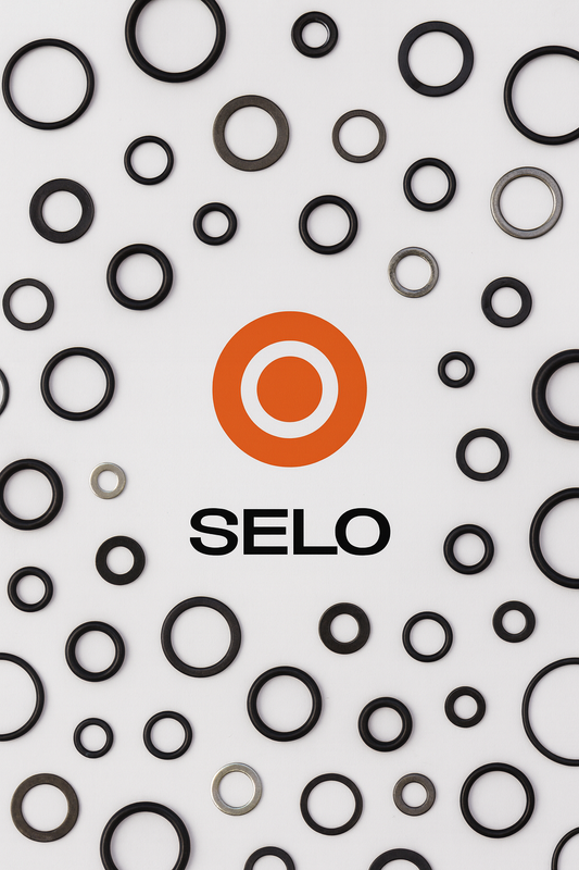SealWithSelo circular logo in orange and black, inspired by McLaren F1 colours, representing O-rings and sealing products. Featured in blog post about the story behind the name and logo.
