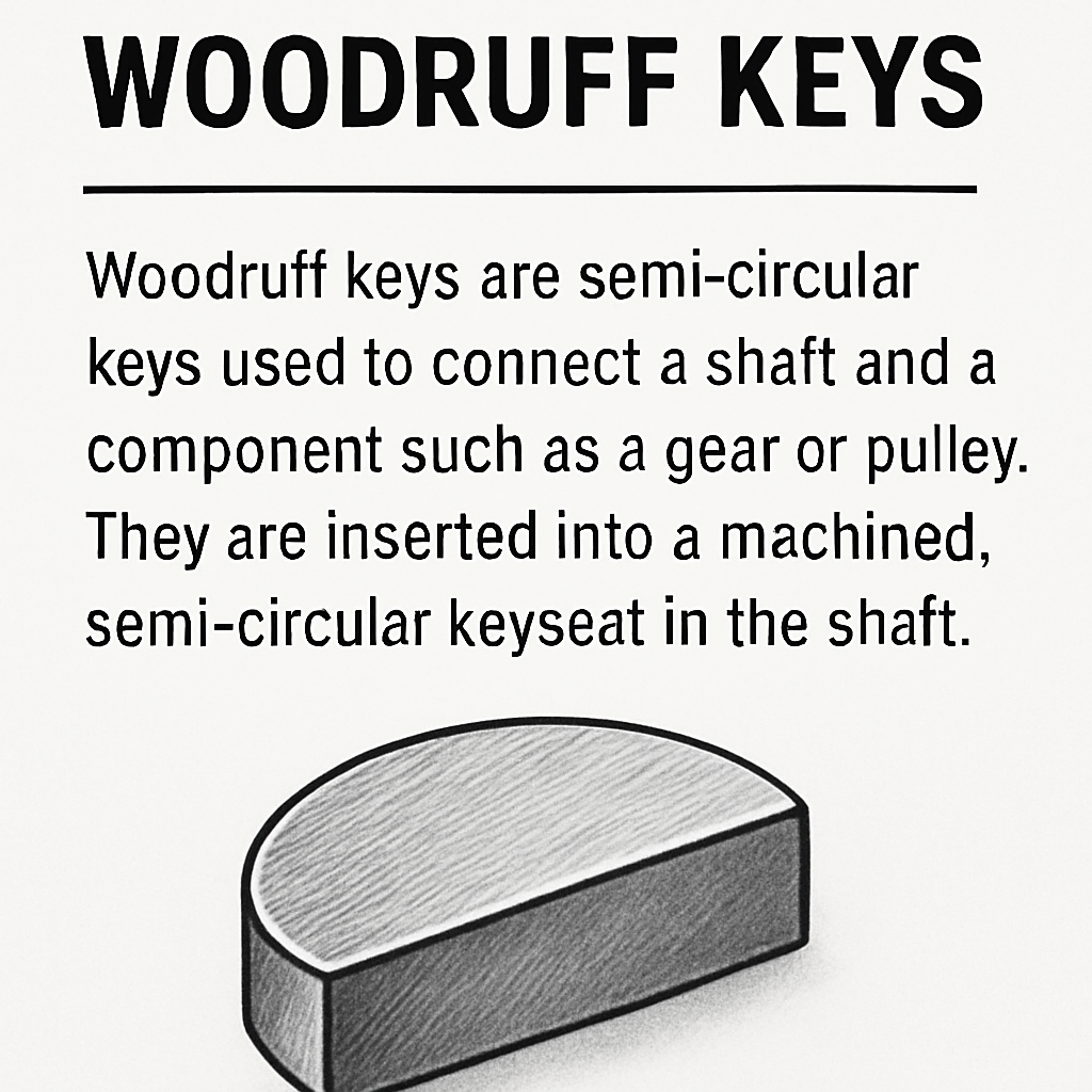 4mm x 6.5mm Woodruff Key | M4x6.5 Half-Moon Shaft Key | Carbon Steel