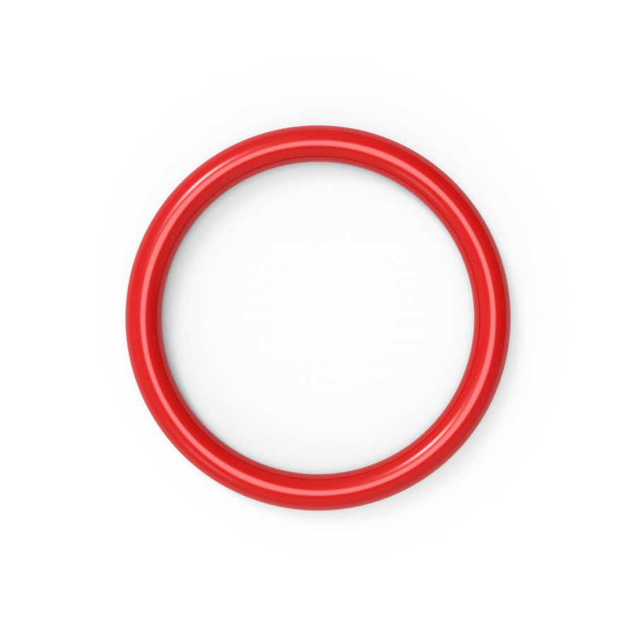 A red silicone O-Ring isolated on white background