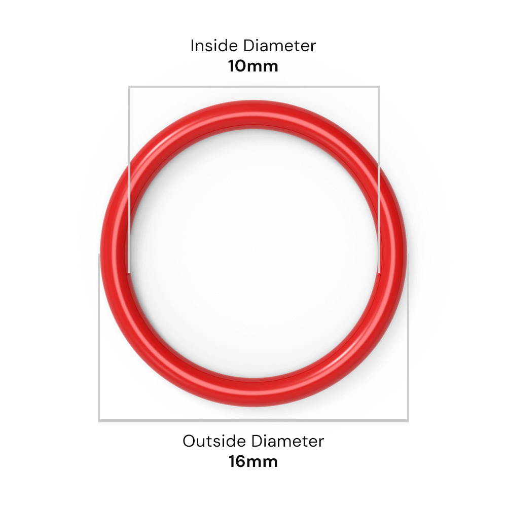 10mm ID x 3mm C/S (16mm OD) - Red Silicone O-Ring