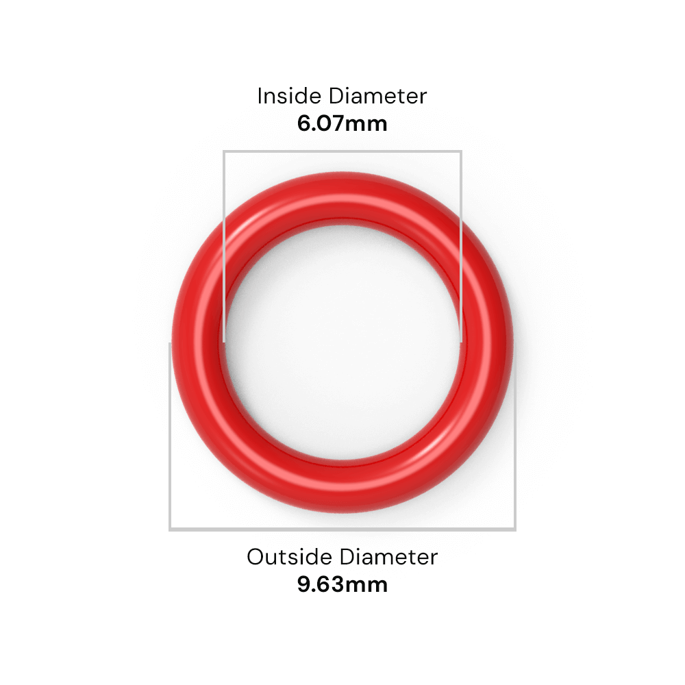 BS010 Red Silicone O-Ring - 6.07mm ID x 1.78mm C/S (9.63mm OD)