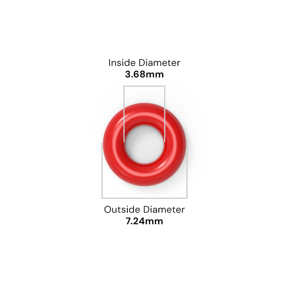 BS007 Red Silicone O-Ring - 3.68mm ID x 1.78mm C/S (7.24mm OD)