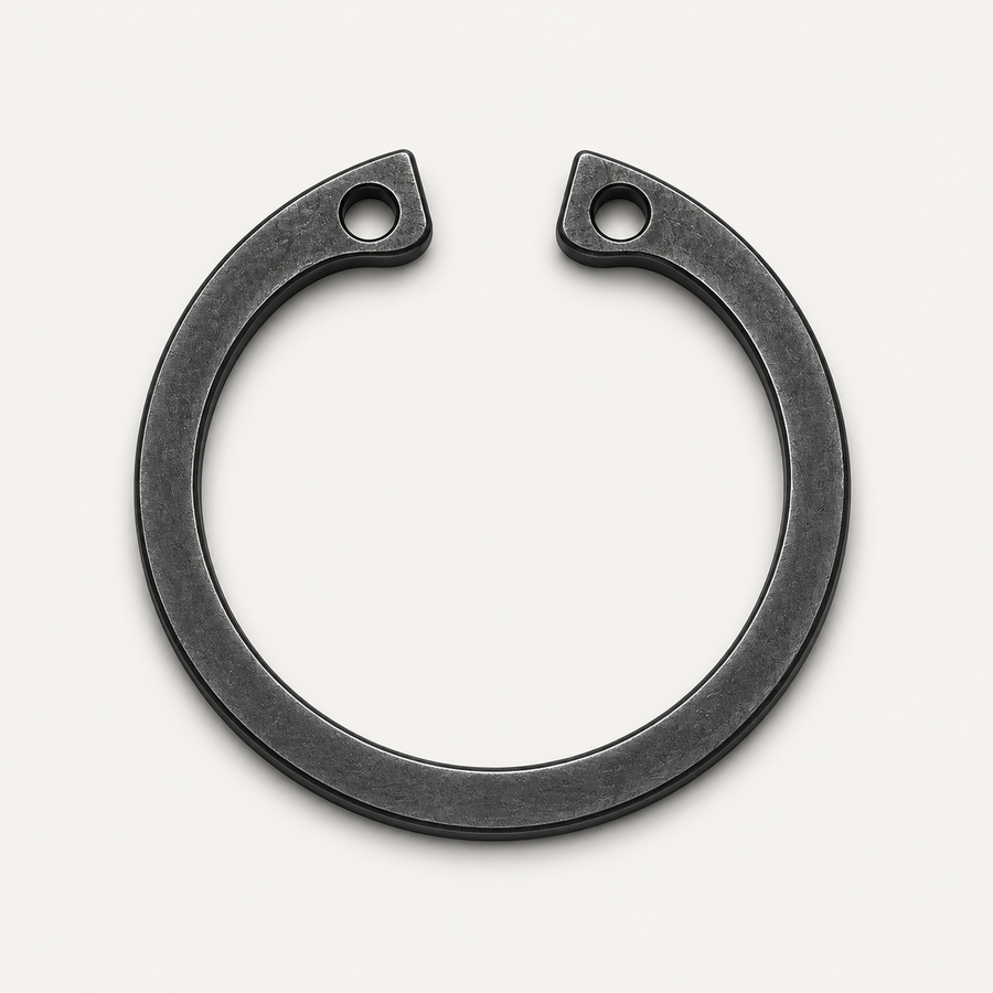 Internal circlip carbon steel retaining ring for bearings, bushes, gears and seals in metric housing bores.