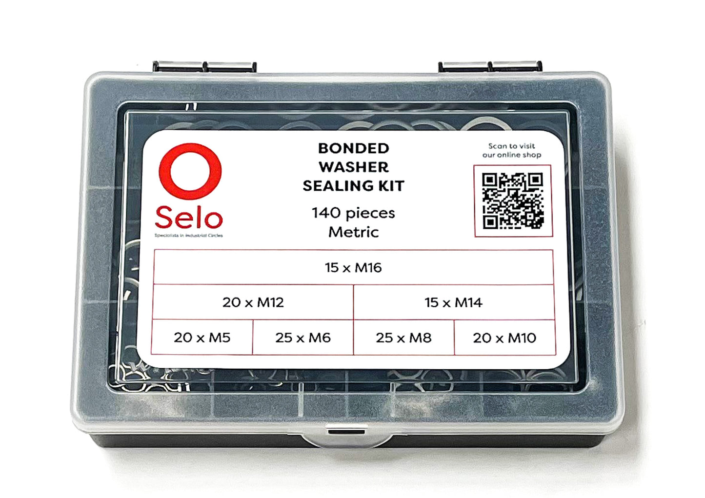 Bonded Washer Sealing Kit - Metric - 140 Pieces Self Centering Seal - M5-M16