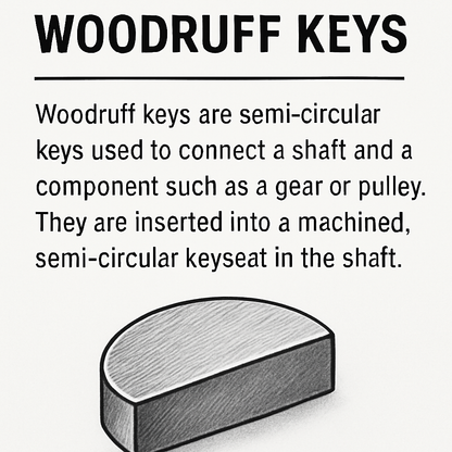 1/4" x 7/8" Woodruff Key | 0.25in x 0.875in Half-Moon Shaft Key | Carbon Steel