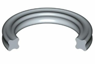 FKM quad ring (X-ring) with visible X-shaped cross section for enhanced sealing performance, shown on a white background