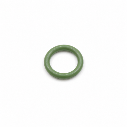 Pale green FKM (Viton®) O-ring on a white background, suitable for high-temperature, fuel, oil, and chemical-resistant sealing applications.
