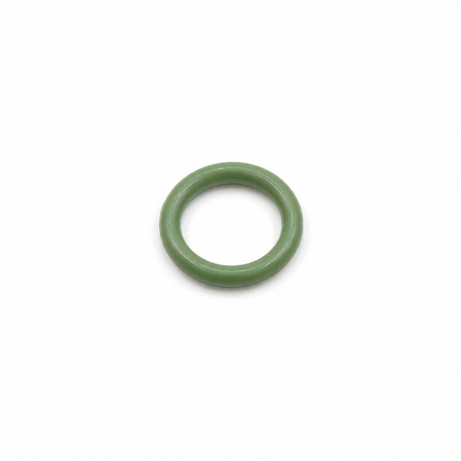 Pale green FKM (Viton®) O-ring on a white background, suitable for high-temperature, fuel, oil, and chemical-resistant sealing applications.
