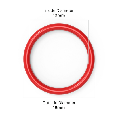 10mm ID x 3mm C/S (16mm OD) - Red Silicone O-Ring