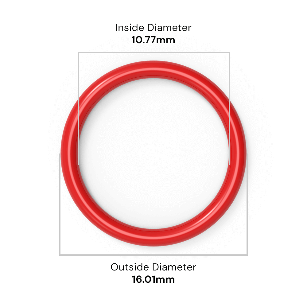 BS111 Red Silicone O-Ring - 10.77mm I/D x 2.62mm C/S (16.01mm OD)
