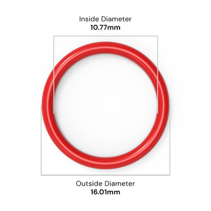 BS111 Red Silicone O-Ring - 10.77mm I/D x 2.62mm C/S (16.01mm OD)