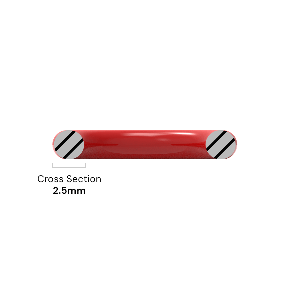 8mm ID x 2.5mm C/S (13mm OD) - Red Silicone O-Ring