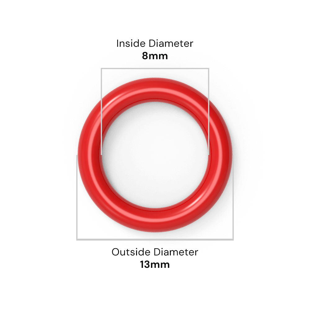 8mm ID x 2.5mm C/S (13mm OD) - Red Silicone O-Ring