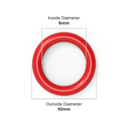 6mm ID x 2mm C/S (10mm OD) - Red Silicone O-Ring