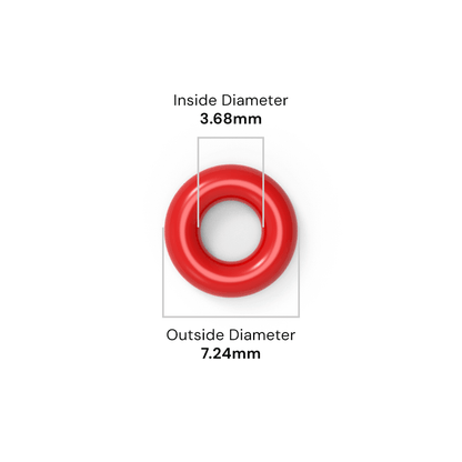 BS007 Red Silicone O-Ring - 3.68mm ID x 1.78mm C/S (7.24mm OD)
