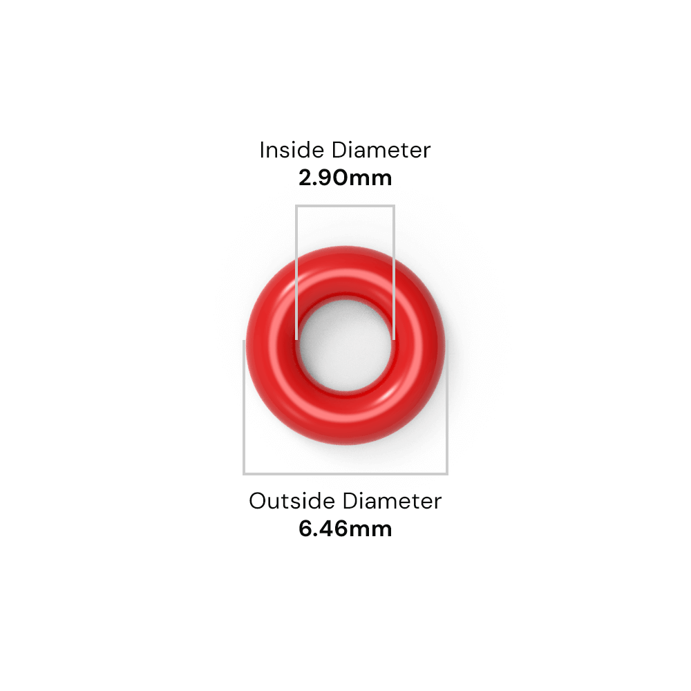 BS006 Red Silicone O-Ring - 2.90mm ID x 1.78mm C/S (6.46mm OD)