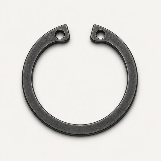 Internal circlip carbon steel retaining ring for bearings, bushes, gears and seals in metric housing bores.